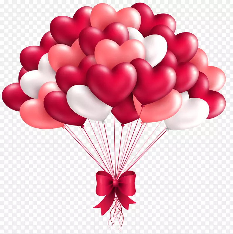 气球心情人节剪贴画-美丽的心脏剪贴画