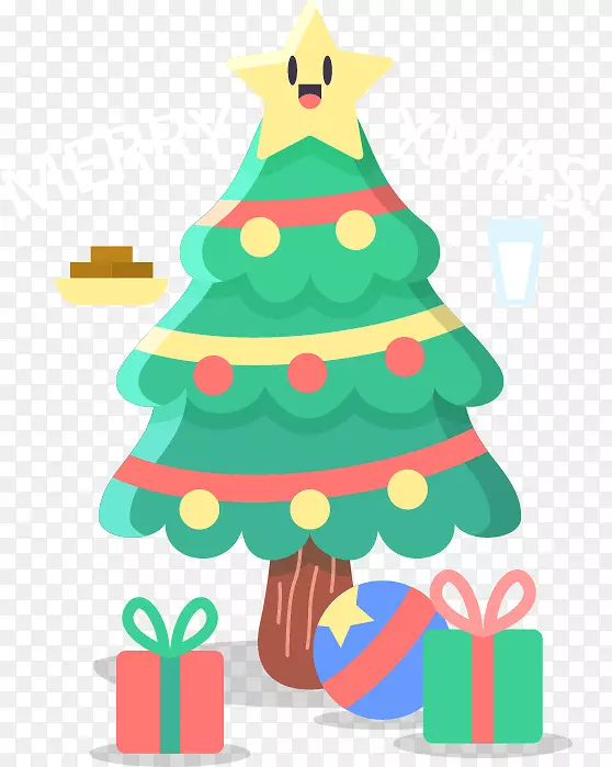 圣诞树圣诞礼物剪贴画-可爱的圣诞树