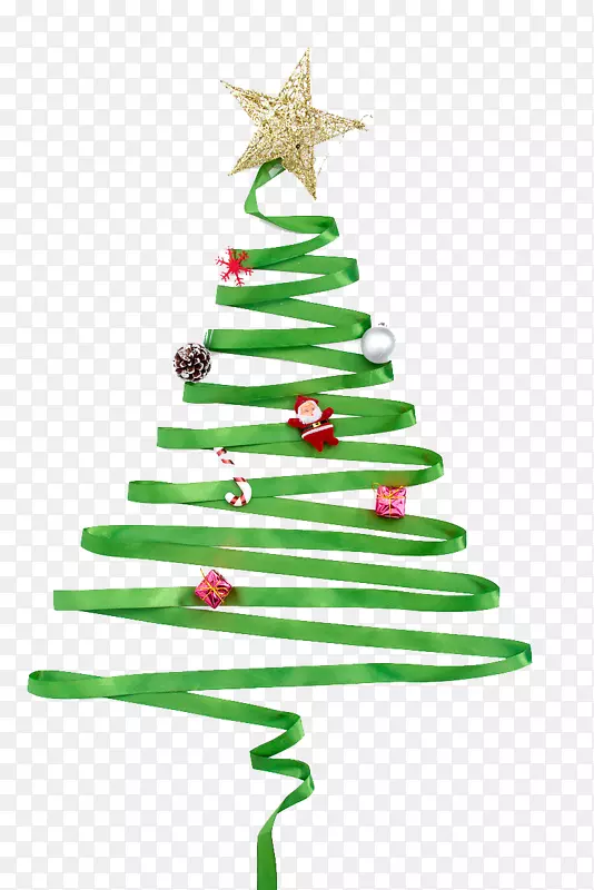 圣诞树彩带-绿色丝带圣诞树