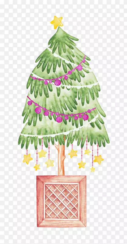 iphone x水彩画圣诞插图-圣诞树