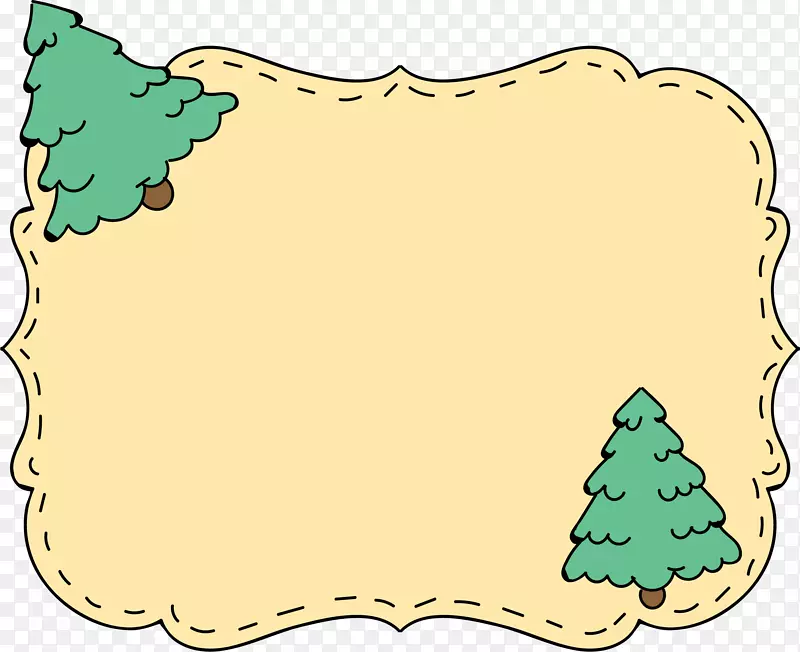 圣诞树剪贴画-圣诞树文本边框标签