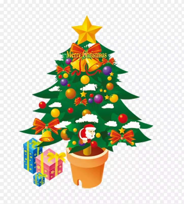 圣诞树圣诞老人圣诞装饰品贴纸-圣诞树