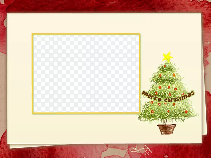 皇家圣诞祝福圣诞贺卡母亲-圣诞树黄色边框