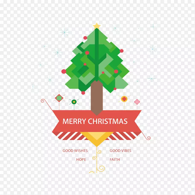 圣诞树海报-创意几何圣诞树
