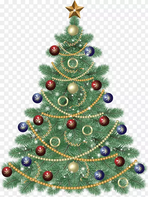 圣诞树免费内容剪贴画.用彩球覆盖的圣诞树