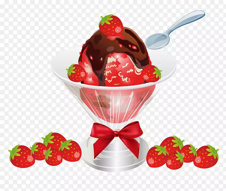冰淇淋锥巧克力冰淇淋圣代草莓冰淇淋