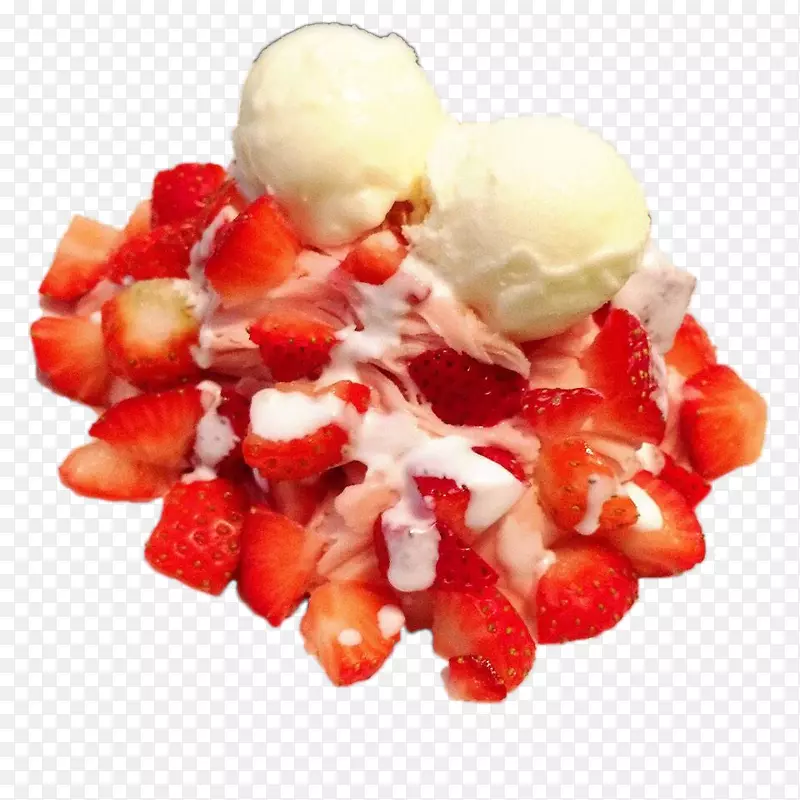 冰淇淋圣代草莓奶油蛋糕美味草莓冰