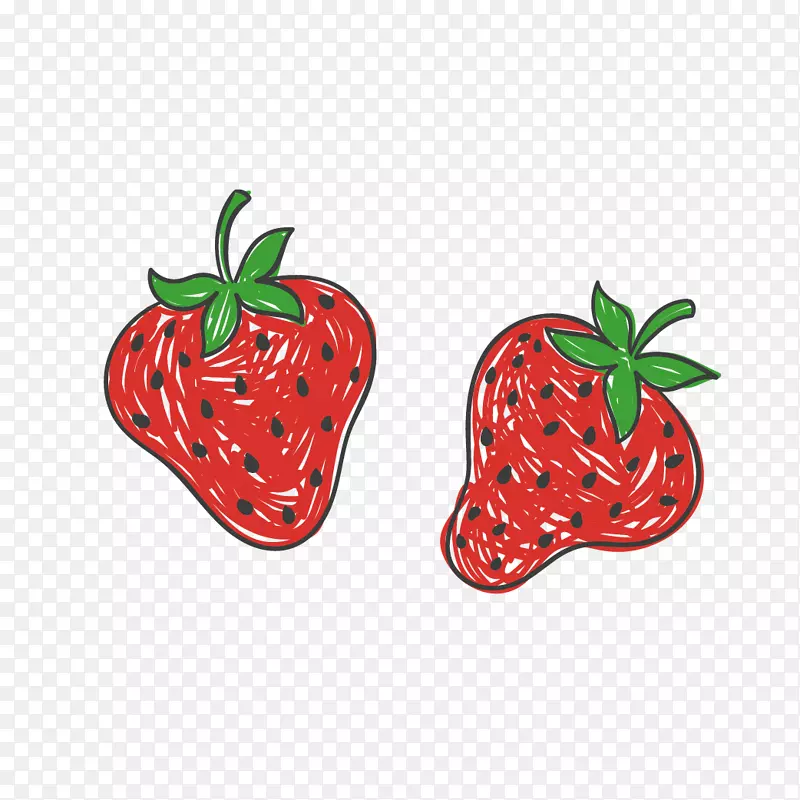 草莓奶油蛋糕插图-手绘草莓
