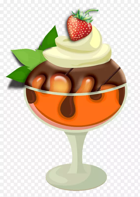 冰淇淋锥纸杯蛋糕绘图-草莓冰淇淋