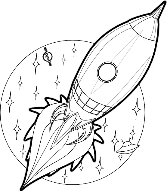 绘制火箭航天器卡通剪辑艺术.卡通火箭