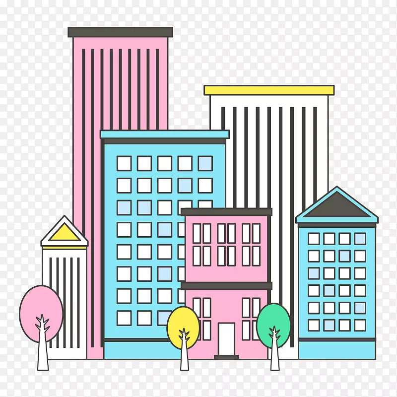 卡通家具区插图-房屋，城市