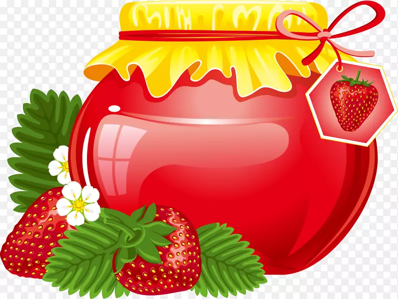 果酱水果保藏-免费剪贴画-水果罐头草莓