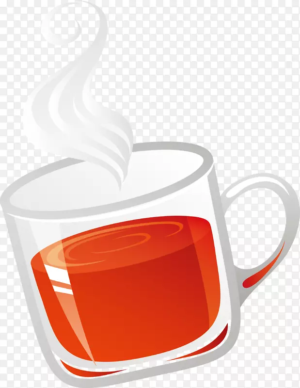 橙汁汽水喝咖啡杯-用杯子装饰的果汁