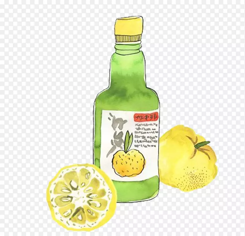 柠檬汁柠檬饮料柑橘朱诺食品手绘果汁
