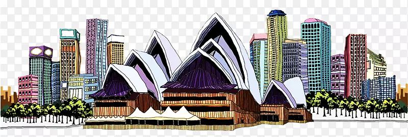 悉尼歌剧院绘画插图-现代城市