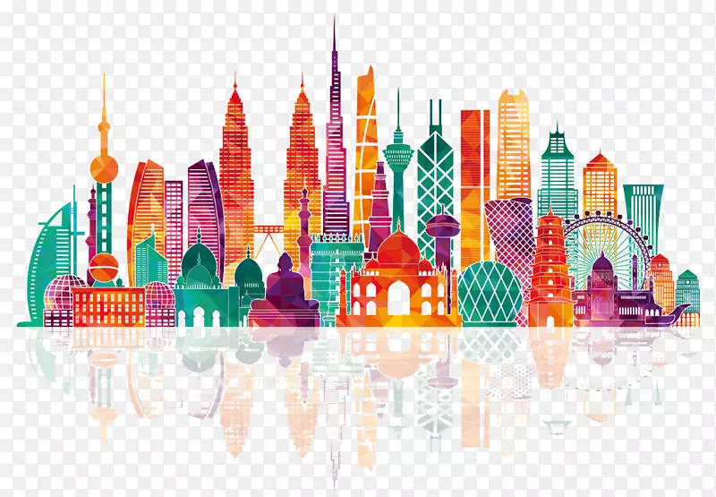 亚洲天际线免费插图-城市剪影