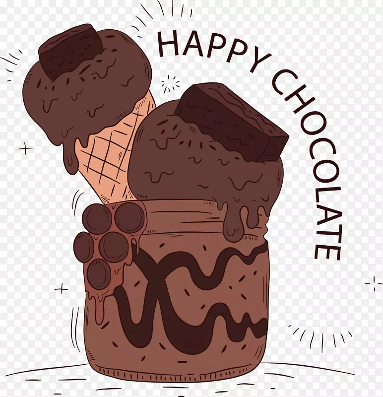 巧克力冰淇淋巧克力蛋糕冰淇淋圆锥形巧克力冰淇淋