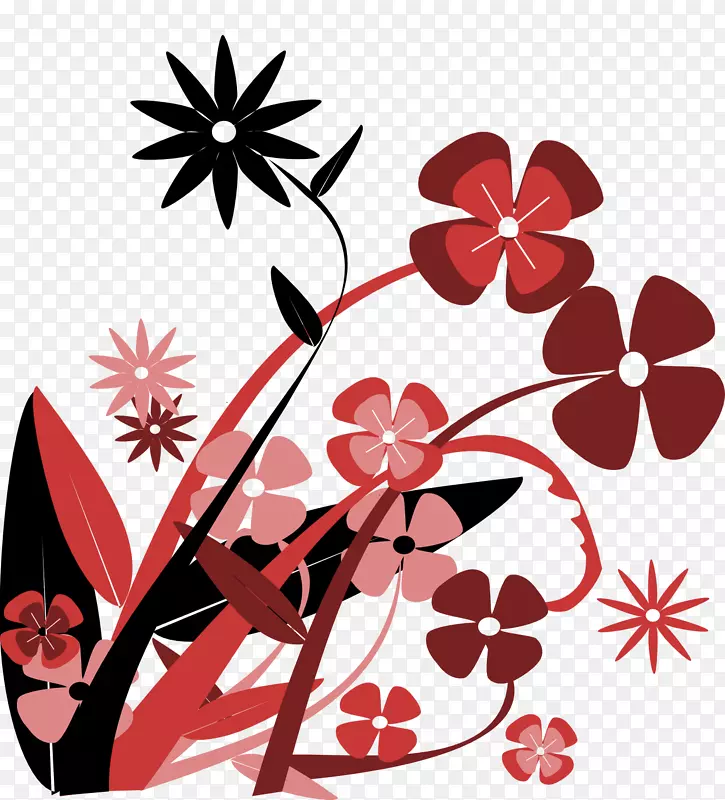 花卉红色剪贴画-花载体PNG