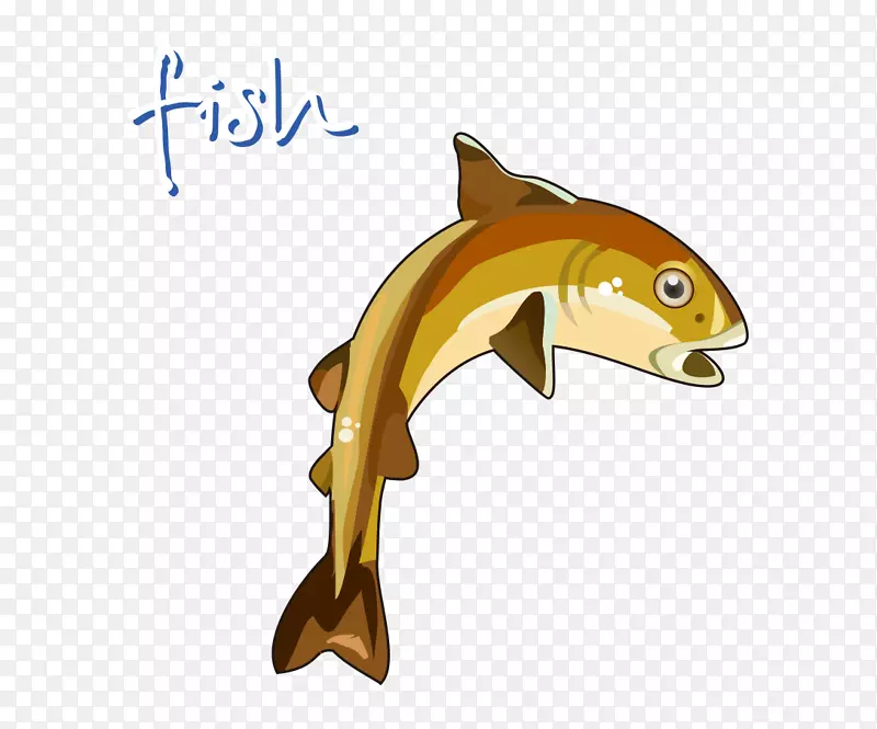 鱼类海豚剪贴画-褐色鱼类