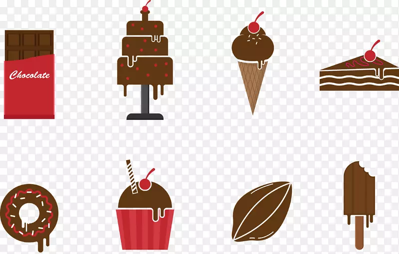 巧克力蛋糕巧克力棒巧克力冰淇淋巧克力元素美食
