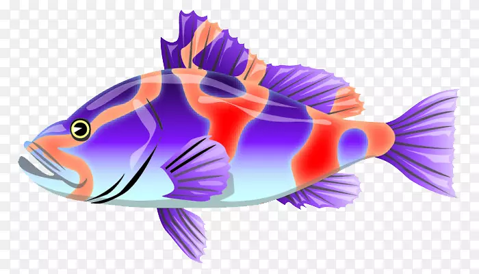 动物星球奇怪的，不寻常的，恶心和凉爽的动物土坯插画剪贴画-一条彩色的鱼。