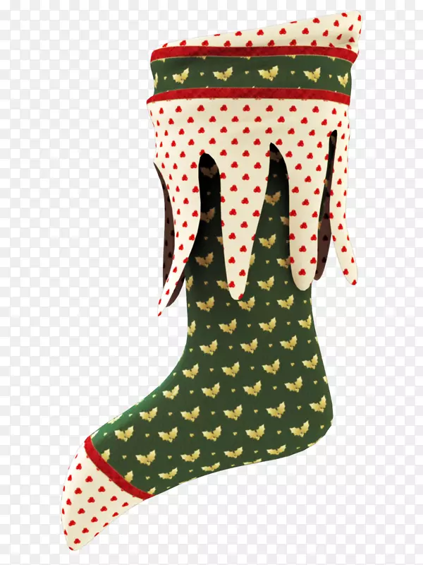 圣诞长统袜袜子袜漆绿色和白色圣诞袜