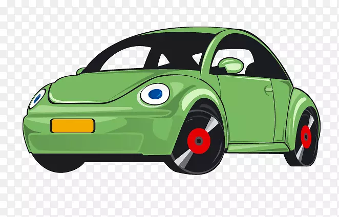 大众甲壳虫汽车大众集团-可爱的绿色卡通汽车载体