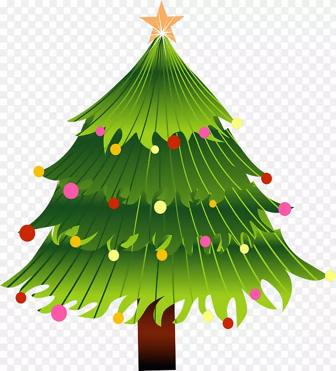 圣诞树装饰插图-相当绿色的圣诞树