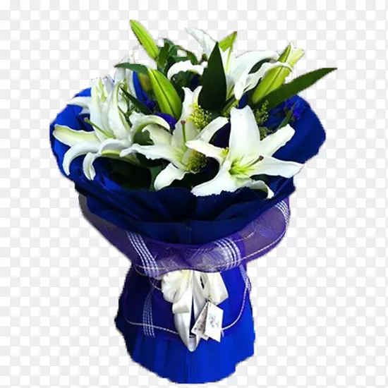 花卉设计.深蓝色包装白色百合