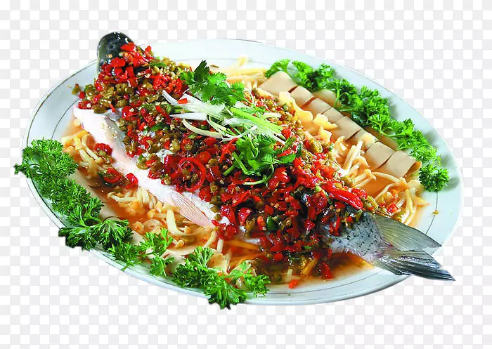 泰国料理鱼蒸百合花泡菜蒸全鱼