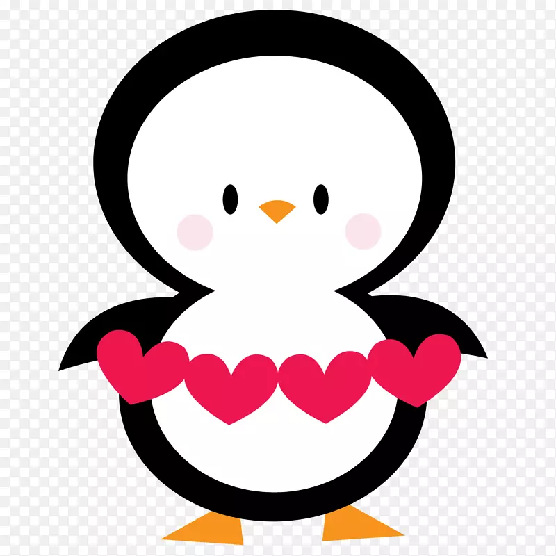 企鹅情人节心脏剪贴画-企鹅爱情剪贴画