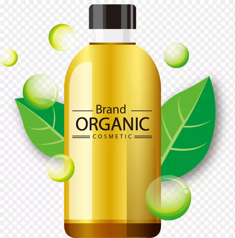 植物油瓶-绿叶泡泡图案漆成黄色瓶
