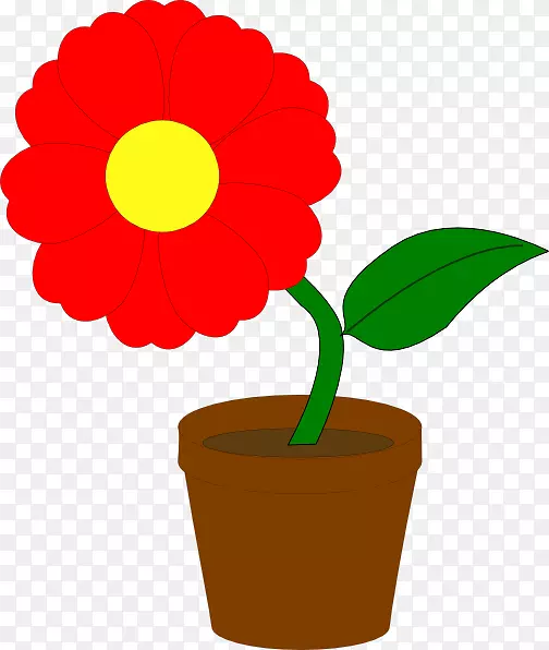 花盆室内植物剪贴画-红色花卉剪贴画