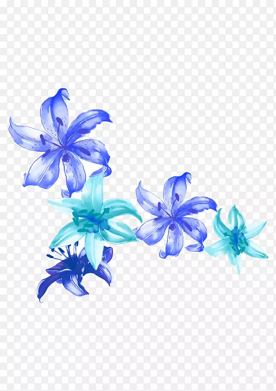 蓝百合花瓣手绘百合