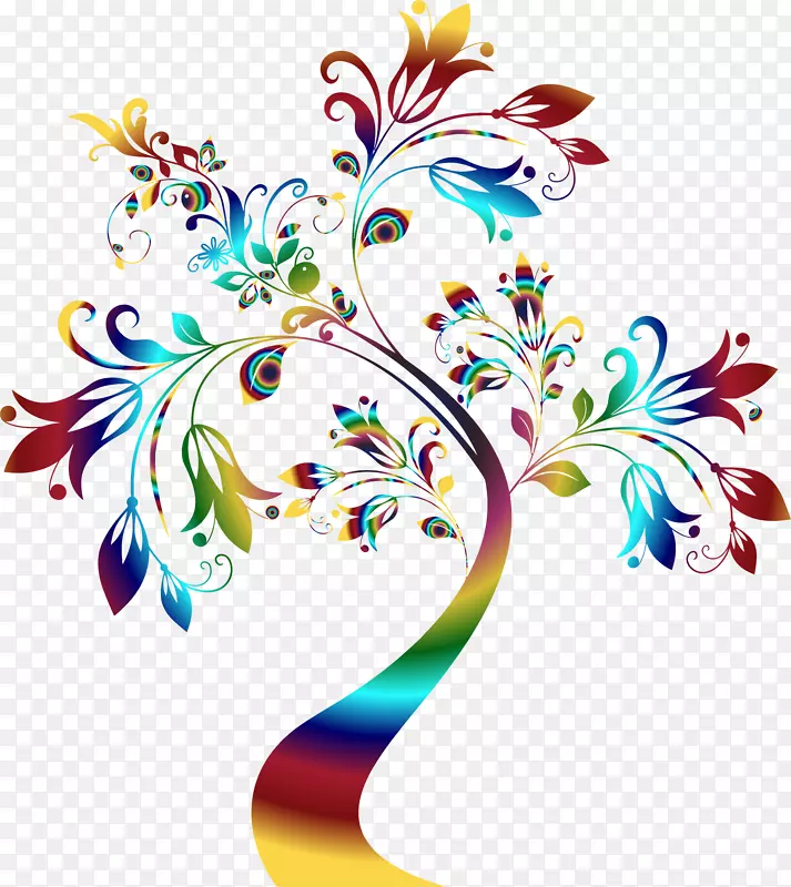 树木插花艺术-彩虹树剪贴画