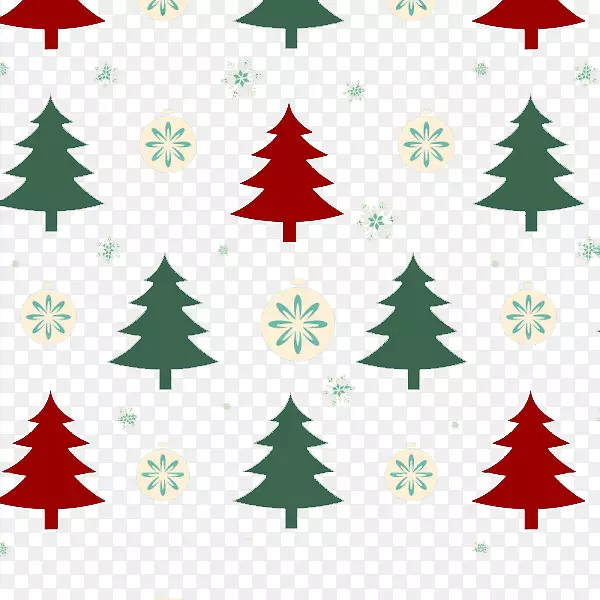 圣诞树装饰图案-圣诞树和雪花