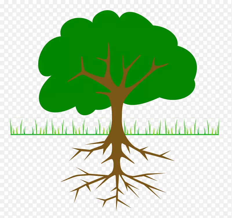 树根橡木剪贴画-简单植物剪贴画