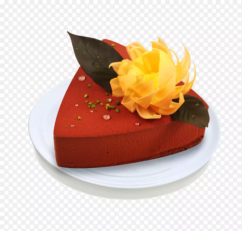 甜点菜肴装饰-红色三角蛋糕
