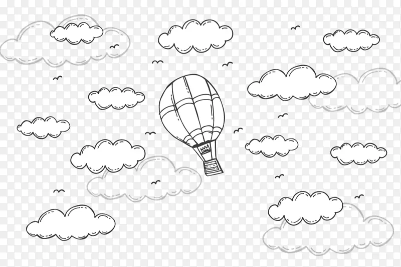 绘制云欧式热气球