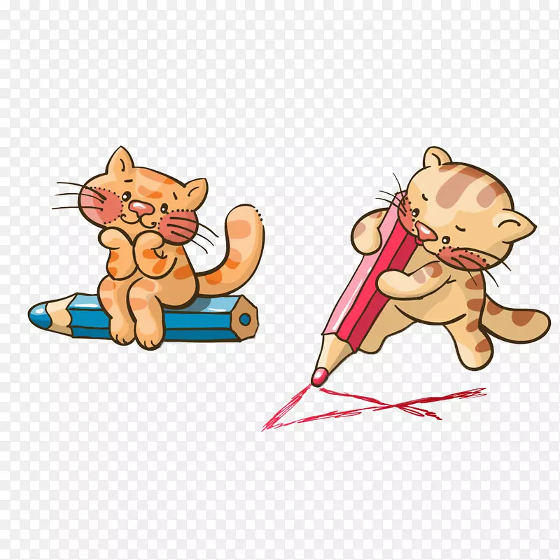 猫铅笔画-两笔卡通可爱猫1