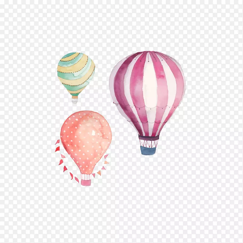 热气球水彩画剪贴画.热气球