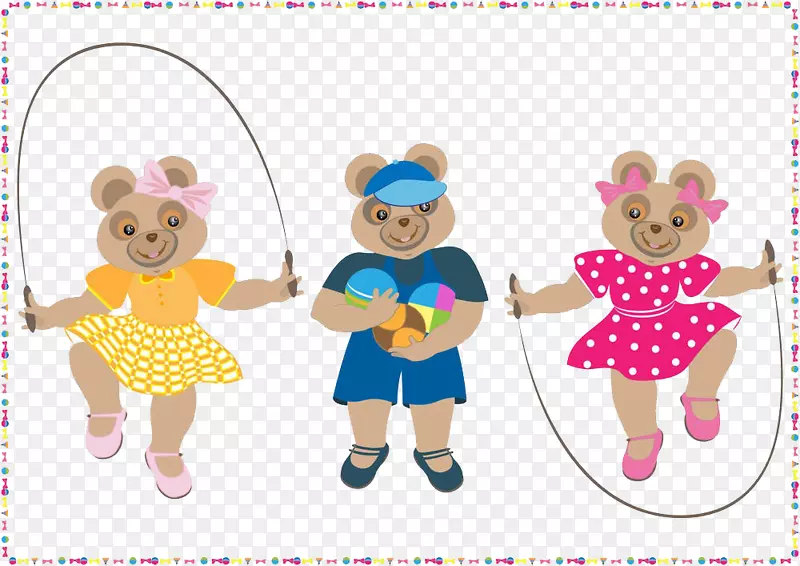熊插图玩具摄影.三只熊跳绳