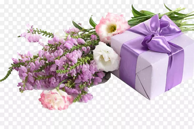 姐夫祝愿贺卡结婚周年-紫色的鲜花和盒子