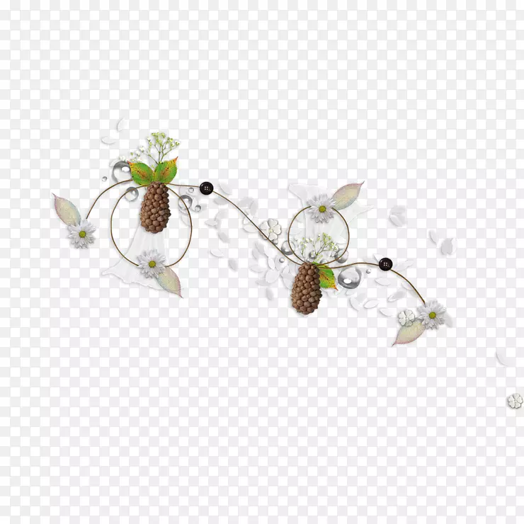 花卉设计师图案-白色花朵和绳子