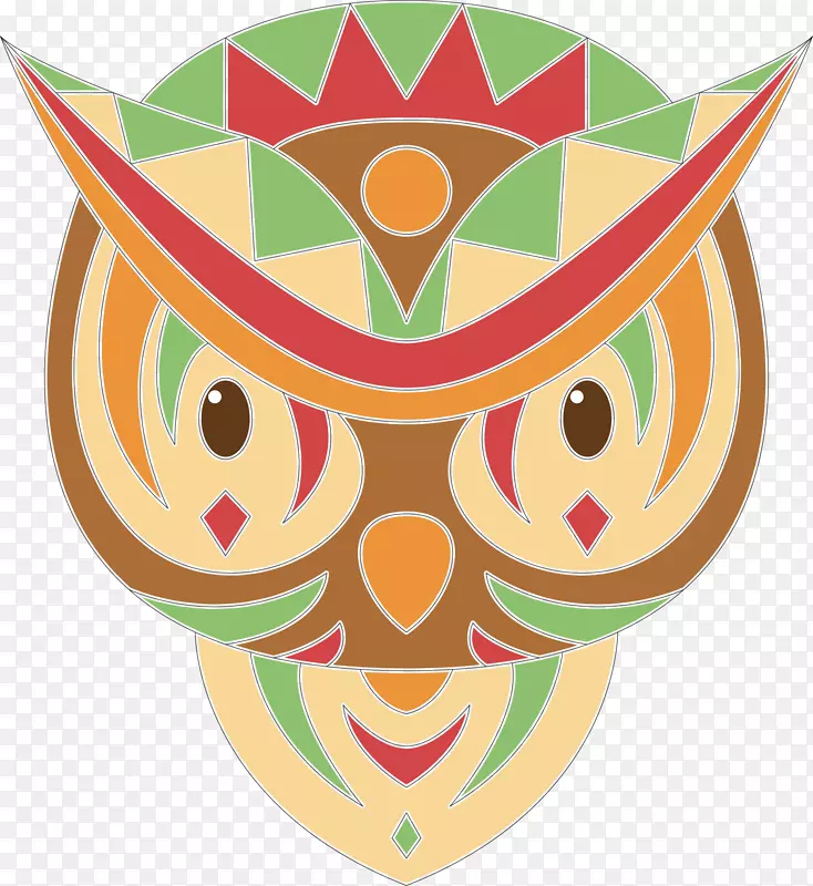 猫头鹰鸟类插图-可爱彩色鹦鹉
