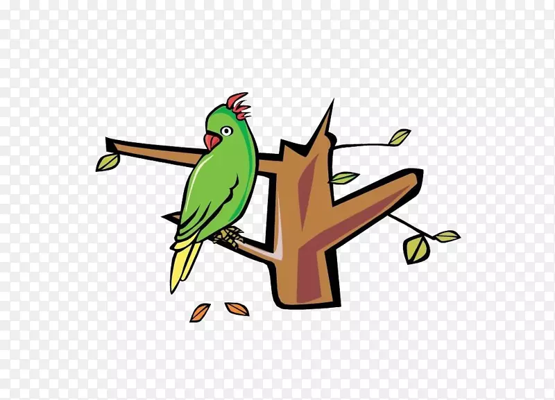鹦鹉夹艺术-鹦鹉站在树干上