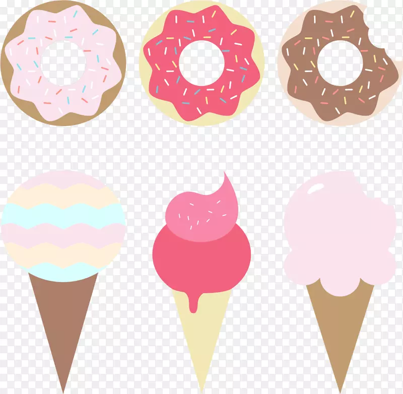 冰淇淋甜甜圈巧克力蛋糕生日蛋糕羊角面包.卡通冰淇淋装饰图案