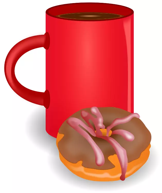 咖啡和甜甜圈，邓肯甜甜圈，夹艺术狗早餐