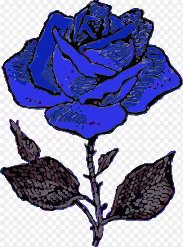 画玫瑰花夹艺术-蓝色玫瑰剪贴画