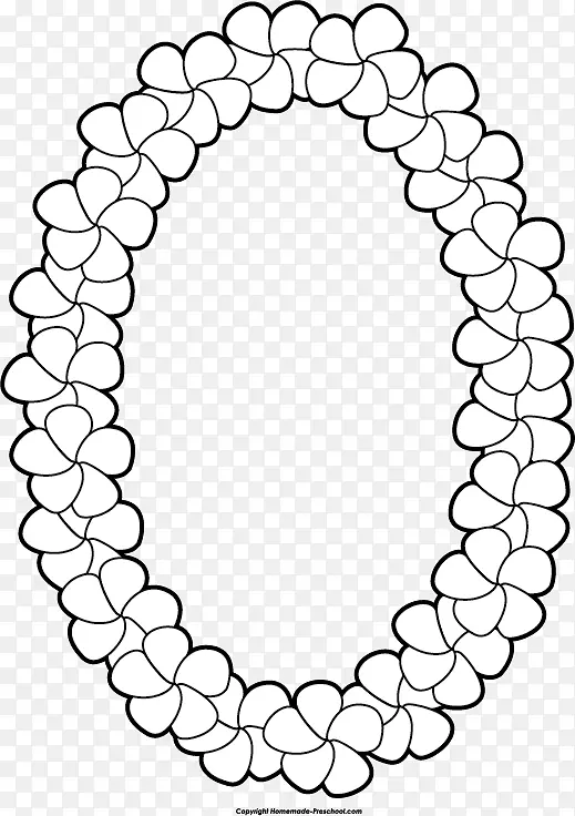 白色圆形区域线艺术字体-夏威夷项链剪贴画